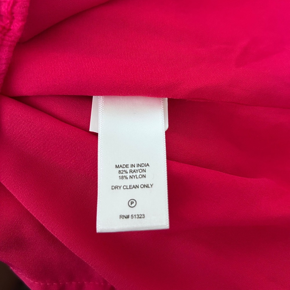 CeCe Ruffle Mock Neck Top Textured Cap Sleeve Blouse Raspberry Pink Size M - Picture 6 of 6